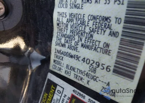 2009 Nissan Frontier Se from USA, damaged, VIN 1N6AD06W49C402956